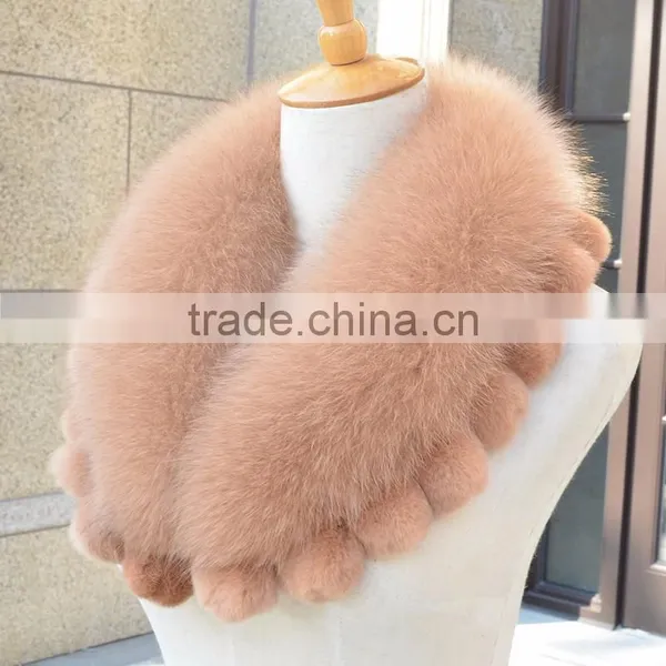 Myfur Bean Color Popular Fox Rabbit Fur Trimmed Fur Collar photo-6