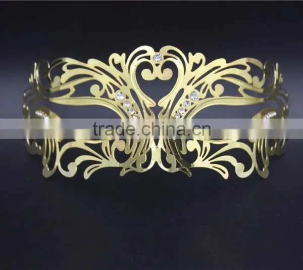Venetian Black Metal Filigree Masquerade Mask With Diamantes Halloween photo-3