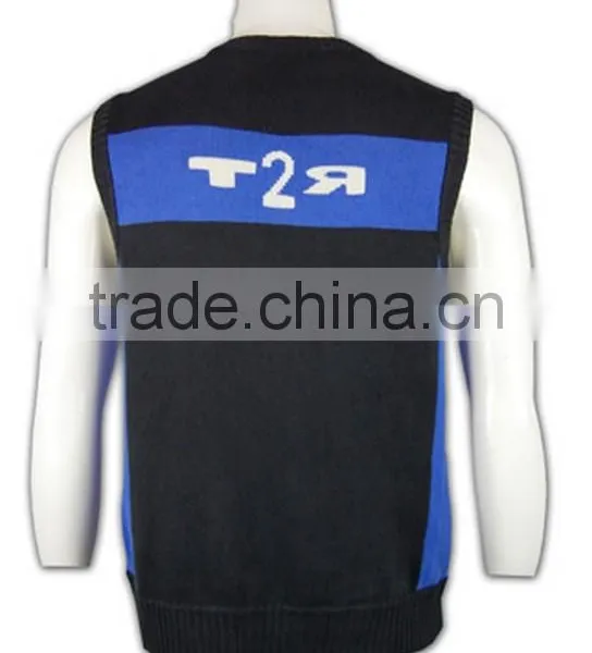 ISO9001/BSCI Manufature Black Mens Fitted Knitting Pattern Vest photo-3