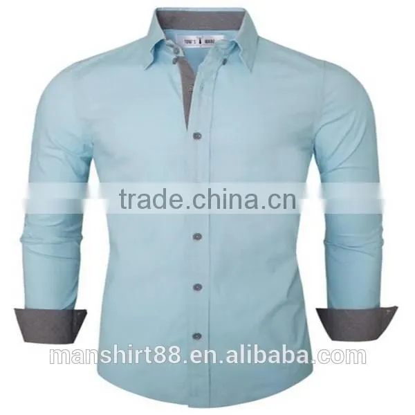 2016 New Wholesale Classic Slim Fit Plaid Custom Mens Casual Dress Shirts photo-3