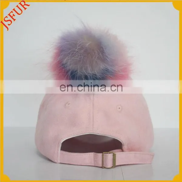 Bobble Raccoon Fur Ball Snapback Spring Fashion Cap photo-3