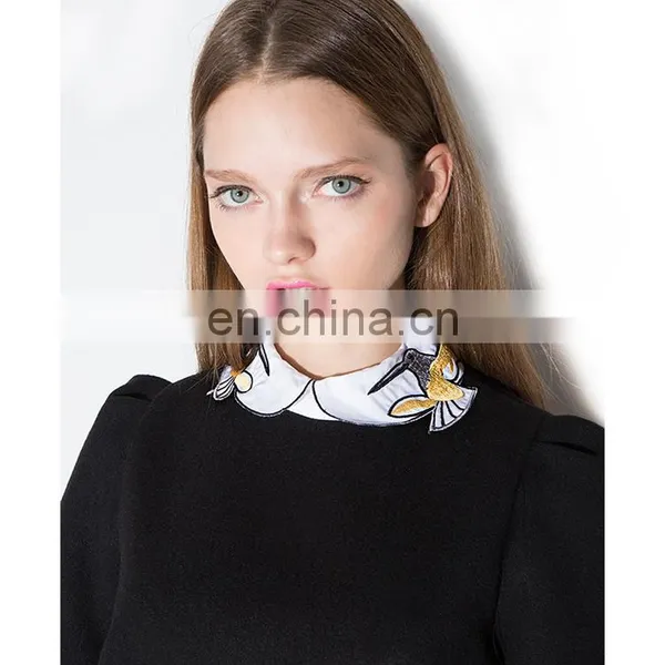 2016 Hot Selling Popular Bird Collar Black Peplum Dress Fashionable Mature Women Wear photo-3