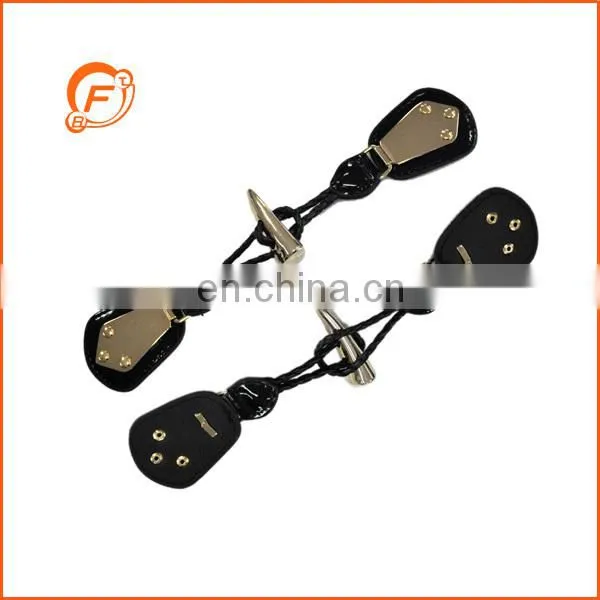 Fancy Black Leather Metal Toggle Button for Coat