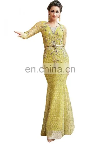 Stylish 2017 Attractive Wedding Wear Maxi Gown Style Anarkali Lehenga Suits (Semi Stitched Dress Material) photo-2