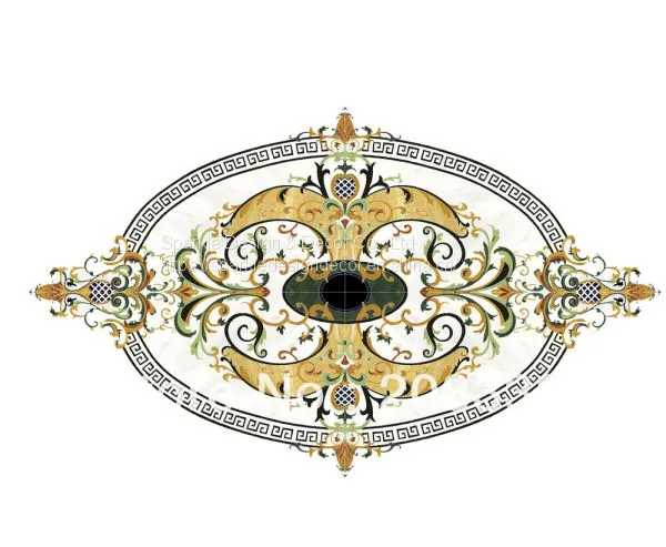 Manufacture Custom Made Hotel Lobby Flooring Design Natural Marble Waterjet Medallion Tiles photo-2