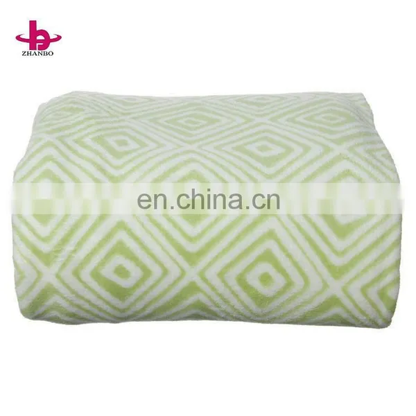 Top Quality 100%polyester Warm Printed Sage Square Super Soft Coral Fleece Fabric Blanket Bed Set