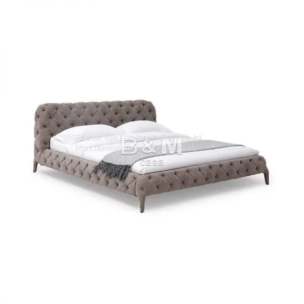 Technical Fabric Bed Queen Size Fabric Bed Mid Century Modern Bed Price Soft Textile Bed Fabric Upholstered Bed