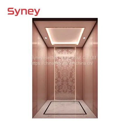 China Made Cost Price Rose Gold Etching Home Lift Passenger Elevator