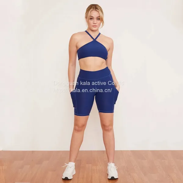 Women 2 Piece Sweatsuit Yoga Gym Outfits High Waisted Biker Shorts With Sport Bra Tracksuit Set photo-4