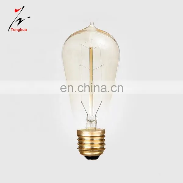 Tonghua Vintage Carbon Filament ST58 Retro Edison Bulb Chandelier 25W 40W 60W With E26 E27 Lamp Base for Wall / Desk Lighting photo-2