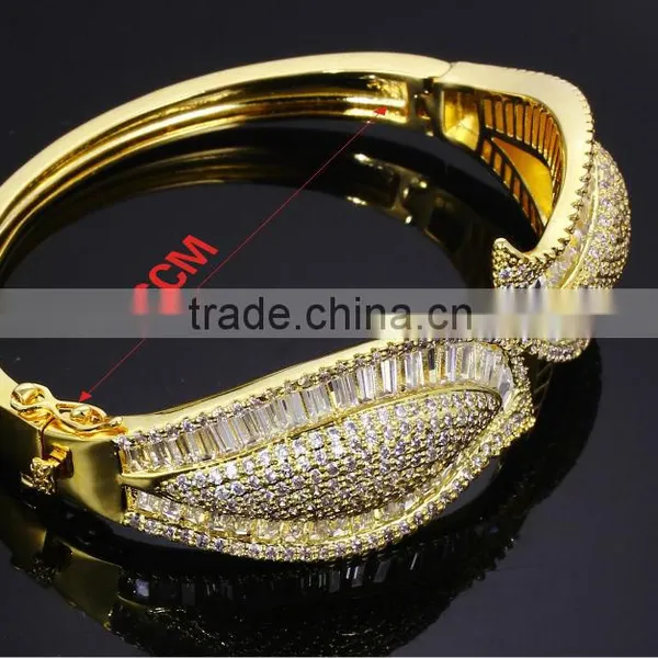 Exclusive Design Com Baguette Cut CZ New Bridal Jewelry Leaf Shape Bangle photo-6