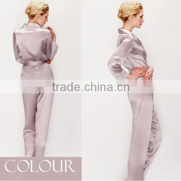 2014 New Design Elegant Ladies Plain Color Silk Nightwear