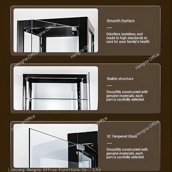 Space-Saving Slim Glass Tower Cabinet for Corner Display | All-around Protection | Moonlit White & Starry Black photo-5