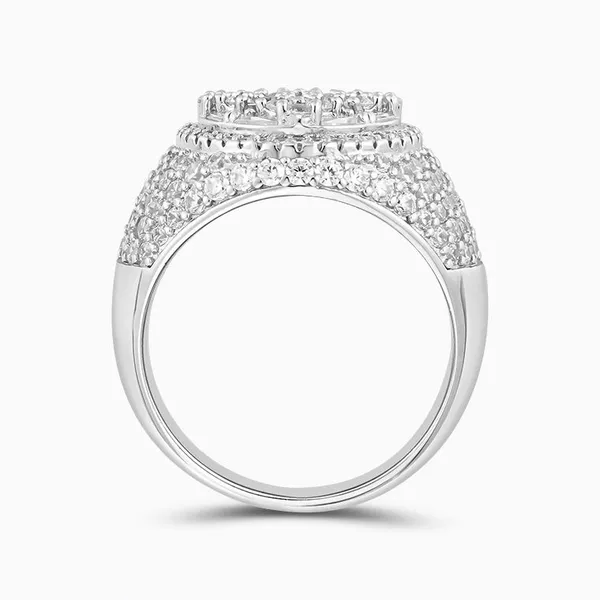 Shining Star Jewelry Men Sterling Silver Moissanite Hiphop Clustered Finger Ring photo-4