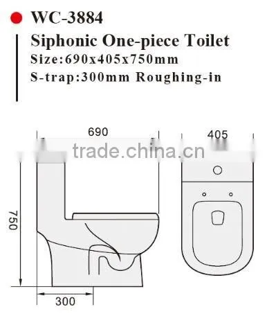 WC-3884 Siphonic One-Piece Toilet With Soft Closing Cover Ramp Down Closer, Water Closet Toilet Bowl photo-2
