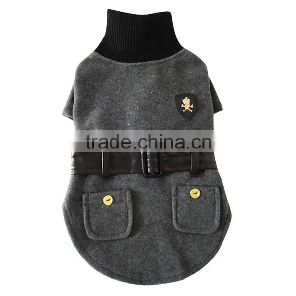 British Style Wasp-waisted Woolen Cloth Dog Coat Fit for Spring Autumn and Winter photo-2