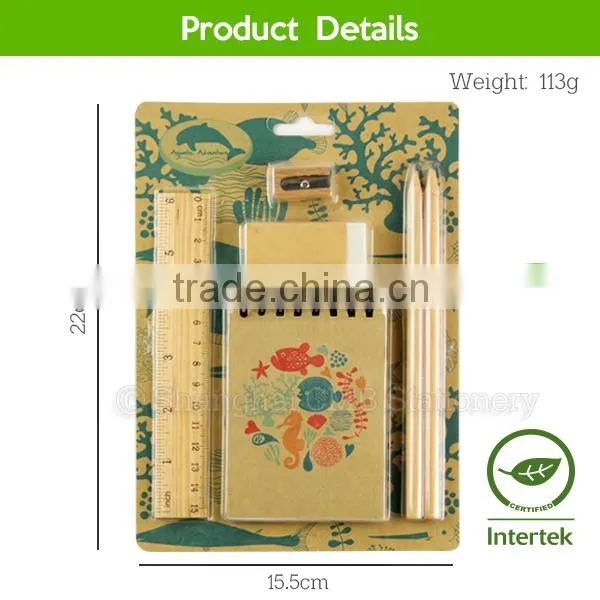 Eco Back to School Stationary With Ruler Pencil Eraser Sharpener and Notebook photo-3