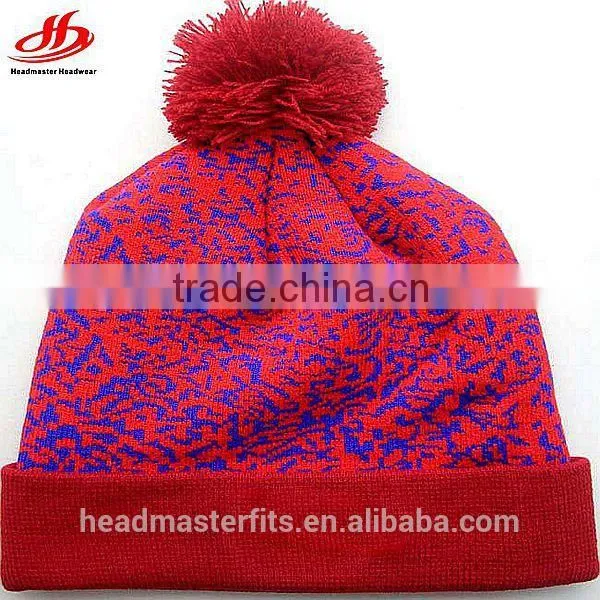 Custom Designer Jacquard Pom Pom Knitted Beanie photo-2