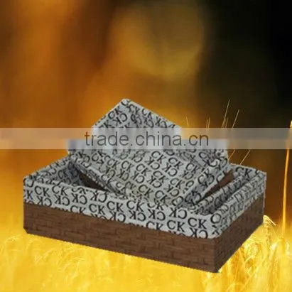 Durable and Delightful Rectangular Paper Storage Basket for Home Set of 3