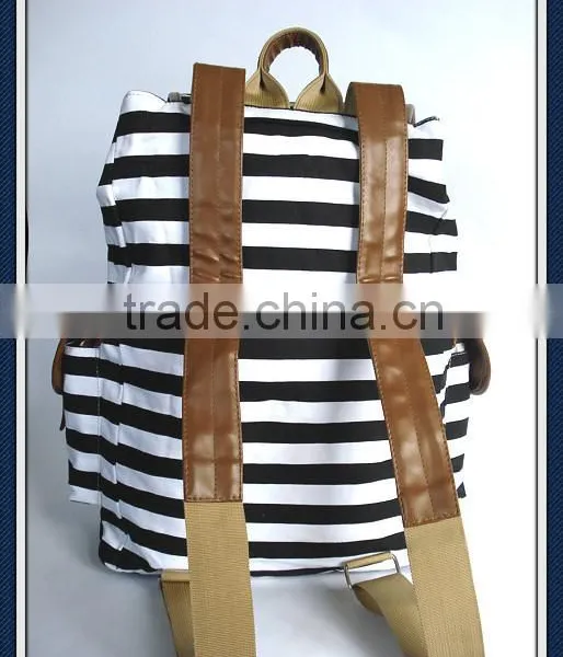 Printed Canvas Backpack Bag With pu Trim photo-2