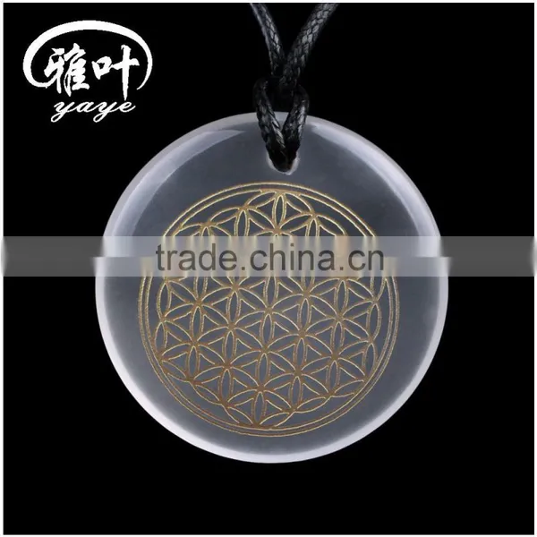 Chakra Flower of Life Natural Crystal Stone Pendant Necklace photo-3