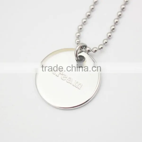 Fashion Jewellery Engraved Words Dream Hope Disk Pendant Jewelry Necklace photo-6