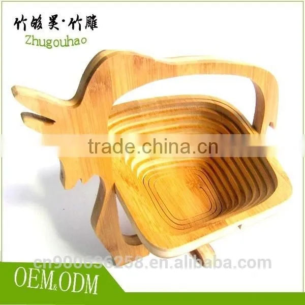 Apple Shape Folding Bamboo Storage Food Fruit Basket for Wedding photo-6