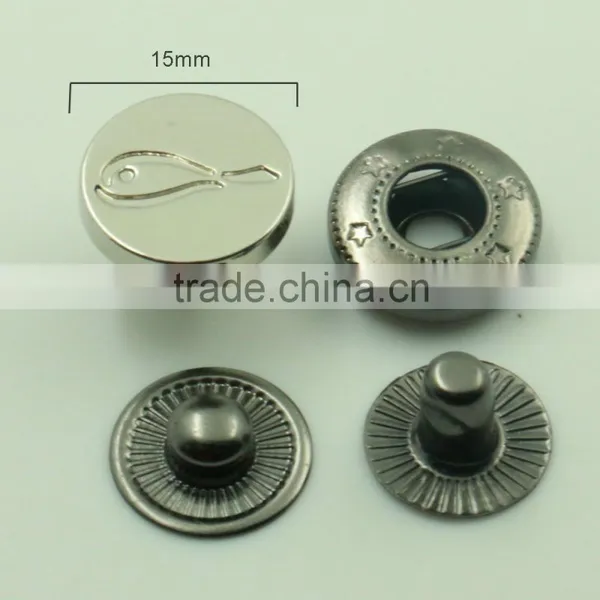 Custom Logo Zinc Alloy 15mm Flat Plating Technics Metal Press Snap Button for Bags Quality Choice photo-2