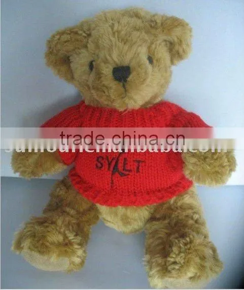 2016 New Design Coloured Flocking Teddy Bear Toy With Sweater