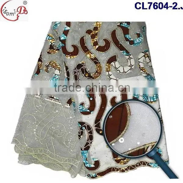 CL7604 Hot Sell African Market Wax Lace Fabric for Women Making Dress,ankara Lace photo-2
