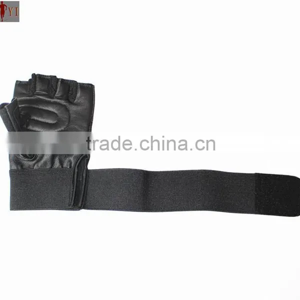 Adjustable Men's Lock Down Weight Training Gloves With Leather Padded photo-5