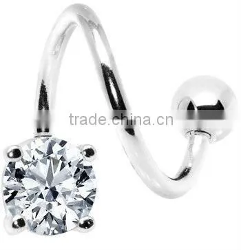 Shimmering Aqua Solitaire Spiral Twister Belly Ring photo-3