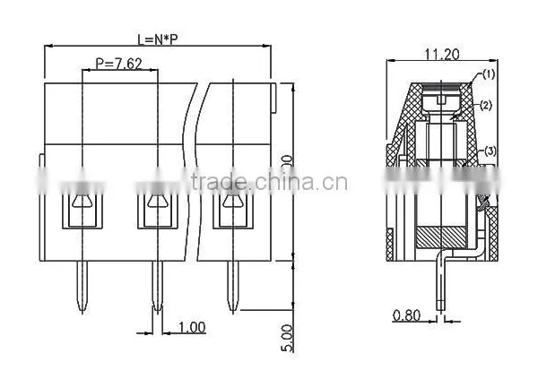 UTL Fast Selling Cheap Products Euro Connector Pluggable Screw PCB Terminal Block 7.62mm Pitch 1000V photo-3