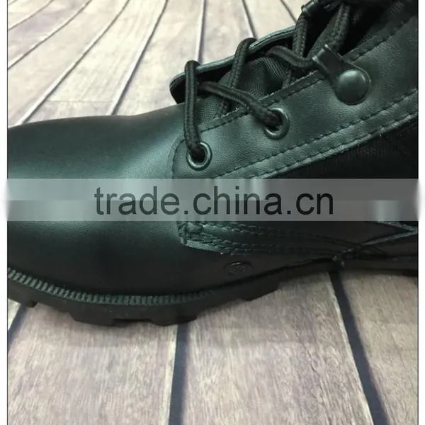 Top Quality Fashion Black Leather Custom Canvas Tactical Combat Boots photo-2