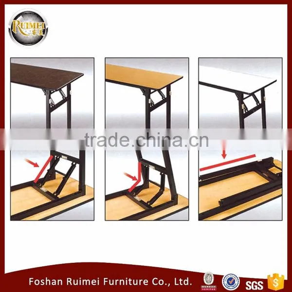 New Design White Steel Legs Folding Wooden Square Table photo-4