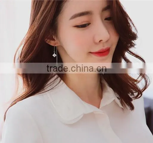 925 Stering Silver Natural Freshwater Pearl Earring Ear Line photo-2