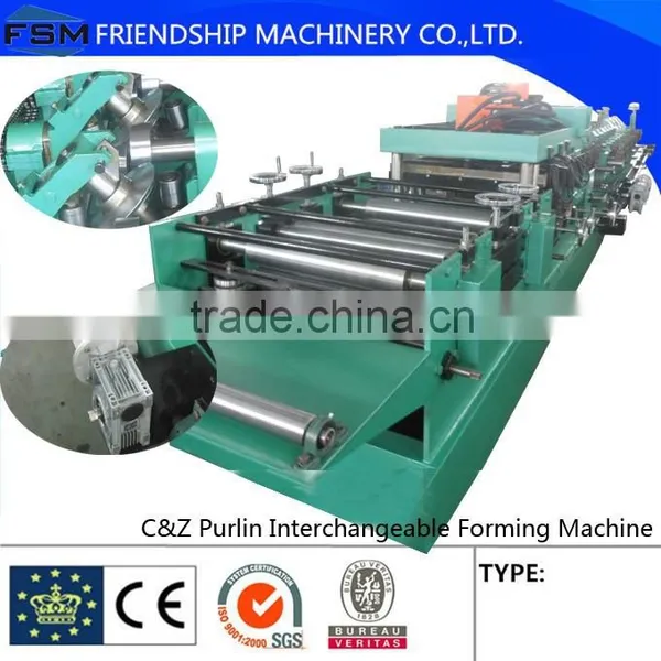 PLC Control Automatic Steel Cee Zee Purlin Interchangeable Roll Forming Machine photo-4