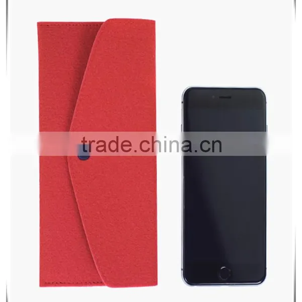 New Design High Quality Custom Button Felt Mobile Phone Pouch