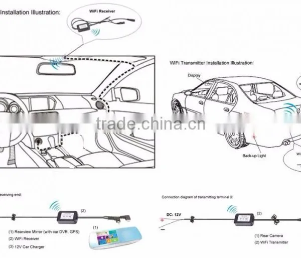 5.0" LCD Screen 1080P Dual Lens WIFI Bluetooth GPS Rear View Mirror Dash Wireless Camera Android CAR DVR photo-5
