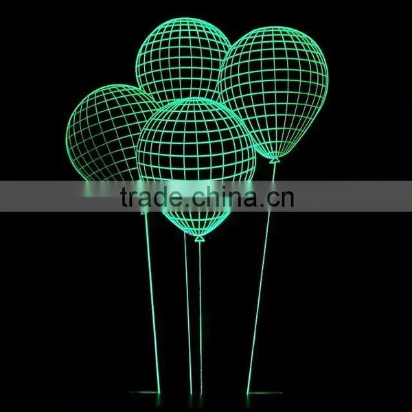 3D Optical Illusion Ballon Night Lamp Night Light 10 Colorful LEDs Ultra-thin Acrylic Light Panel AA Battery or DC 5V photo-5