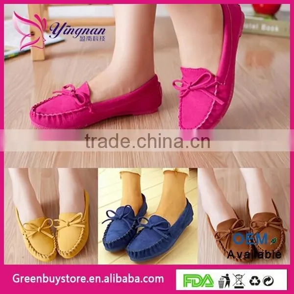 2015 New Trendy Casual Flat Heel Shoes Bow Knot Round Toe Slip Candy Color Loafer Shoes Autumn Comfortable Women Shoes