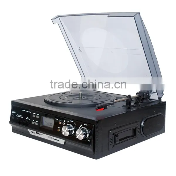 Rain Lane Hot Selling Record Player Usb Converter Wooden Turntable Radio Player Vintage Charm Cassette Converter photo-3
