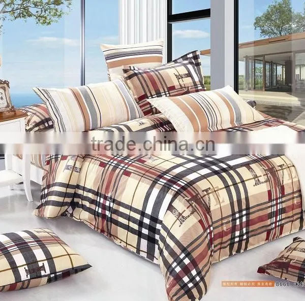 100% Cotton Check Bed Linen Duvet Cover Set/nice Print Bed Cover Set