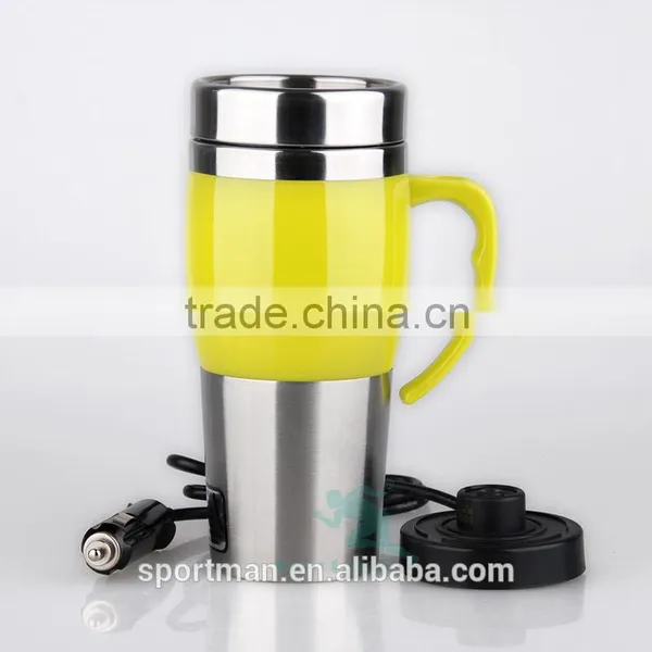 Eco-Friendly Tailored Lightweight Travel Mug With Easy-clean Lid Electric Car Heating Vacuum Flask Stainless Steel Coffee Mug photo-3
