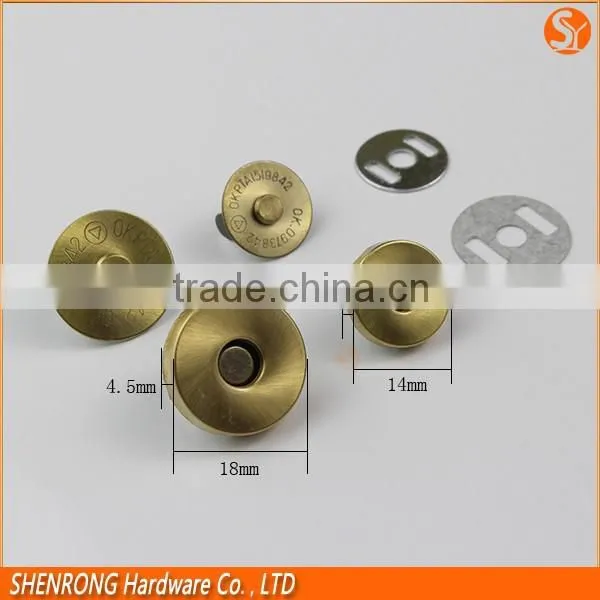 Golden 0.7inch 18mm Round Magnet Button Closure for Bags From Guangdong China photo-6