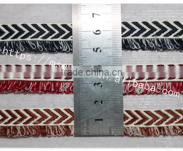 Good Price 1.6cm Width Yarn Dyed Polyester Weave With Fringe Wholesale photo-6