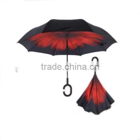 2016 New Double Layer Windproof Inverted Umbrella With C Handle photo-4