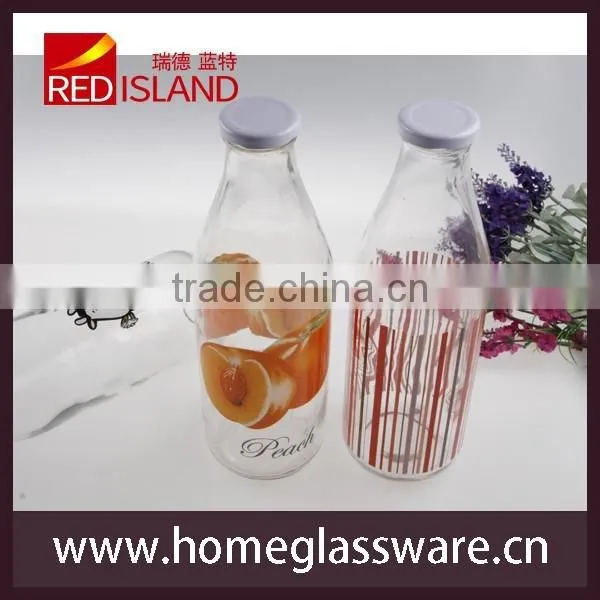 1L Vintage Different Patterns Glass Milk Bottles photo-5