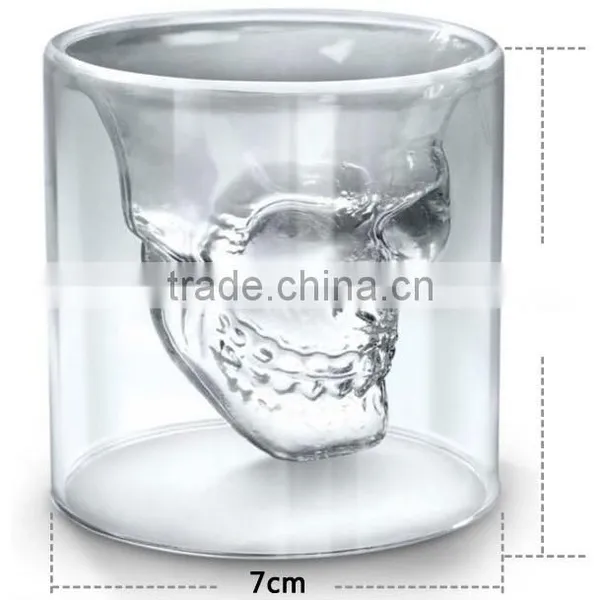 Skull Heat Resistant Glass Coffee Cup Personalized Skull Heads Hand Blown Double Wall Glass Cup photo-5