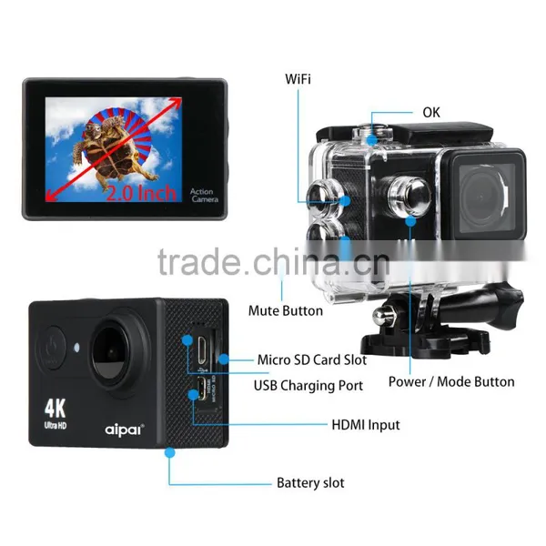 Aipal Hot Sale 40m 2.0 LCD Waterproof Sport Camera WIFI Action Camera Mini 1080P HD DV 4K Camera photo-2